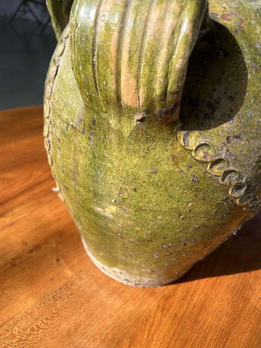 Glazed earthenware oil jug, Beauronne