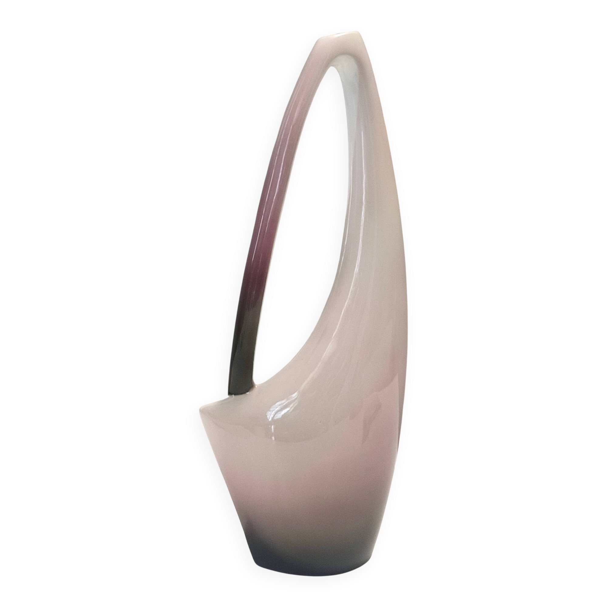 Purple, Pink and White Hand-Painted Ceramic Vase by Ariele, Turin, Italy