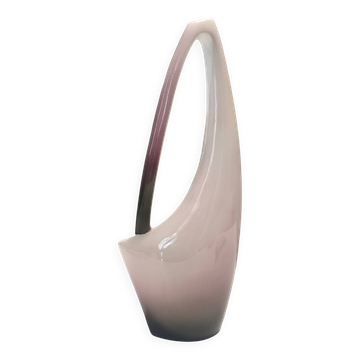 Purple, Pink and White Hand-Painted Ceramic Vase by Ariele, Turin, Italy