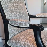 Black and beige & gold voltaire armchair