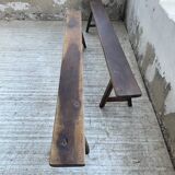 Pair of benches in walnut and solid oak 230 cm