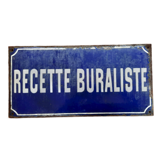 Old enamelled plate "Recipe Buraliste" 25x50cm 30's