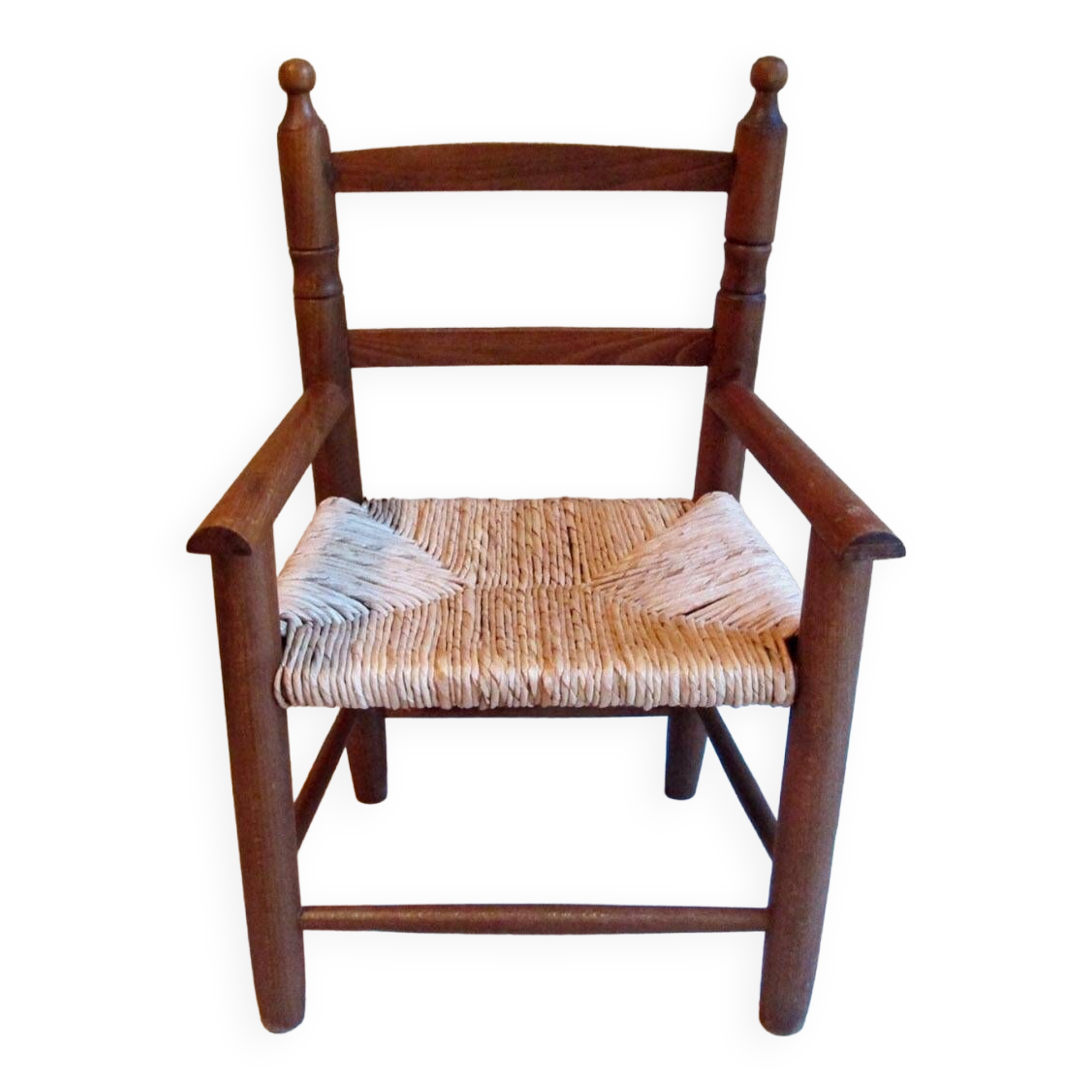 Children's armchair in wood and straw