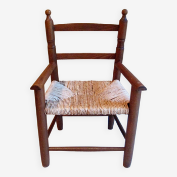 Fauteuil enfant en bois et paille