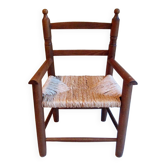 Children's armchair in wood and straw