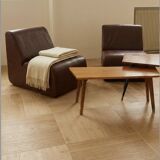 Paire de chauffeuses modulaires vintage en simili-cuir bordeaux - Années 70