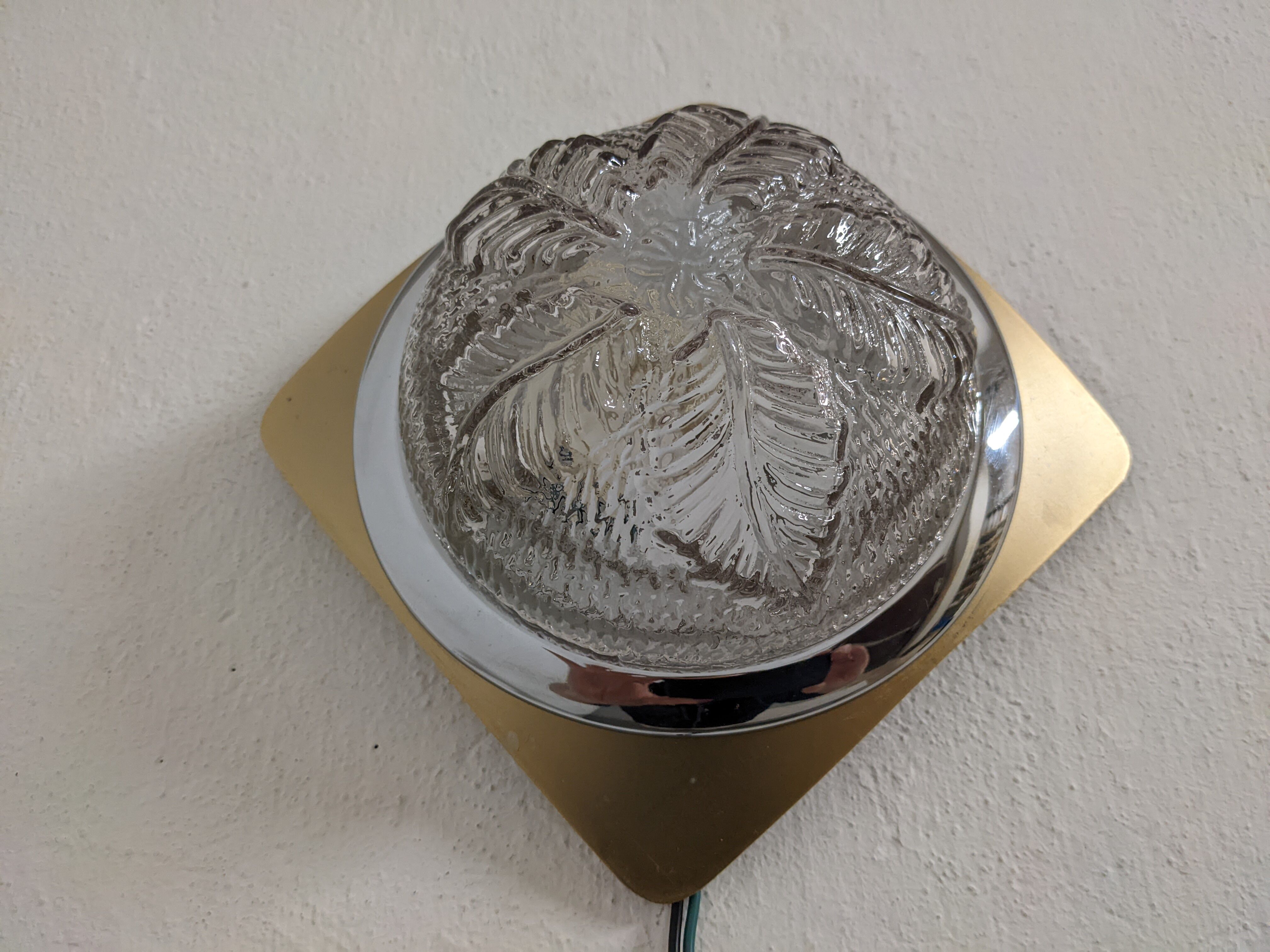 Pair of glass wall lamps from the 70s/80s