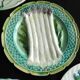 French antique asparagus plates in majolica