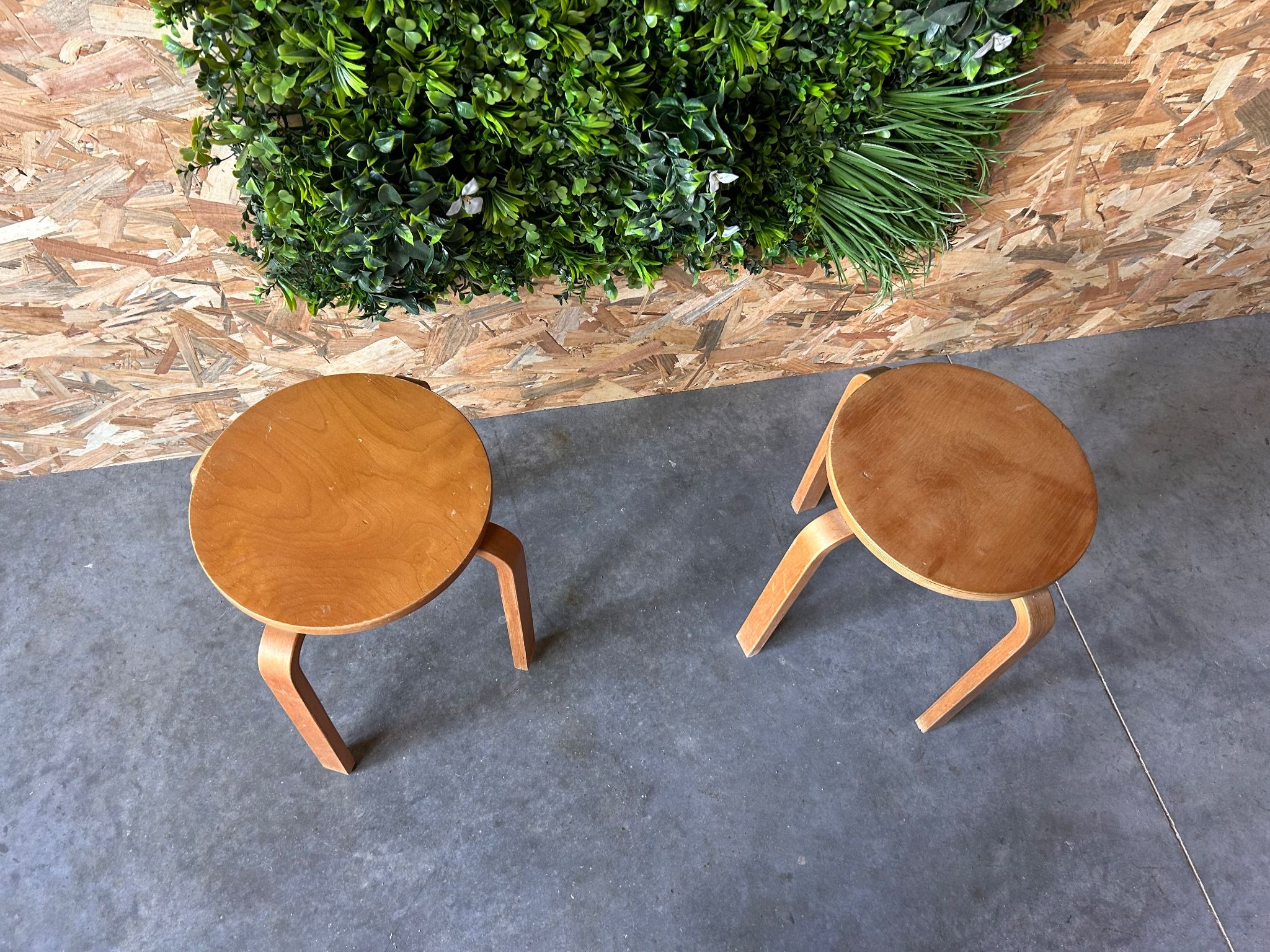 pair of Aalto Artek E60 stools