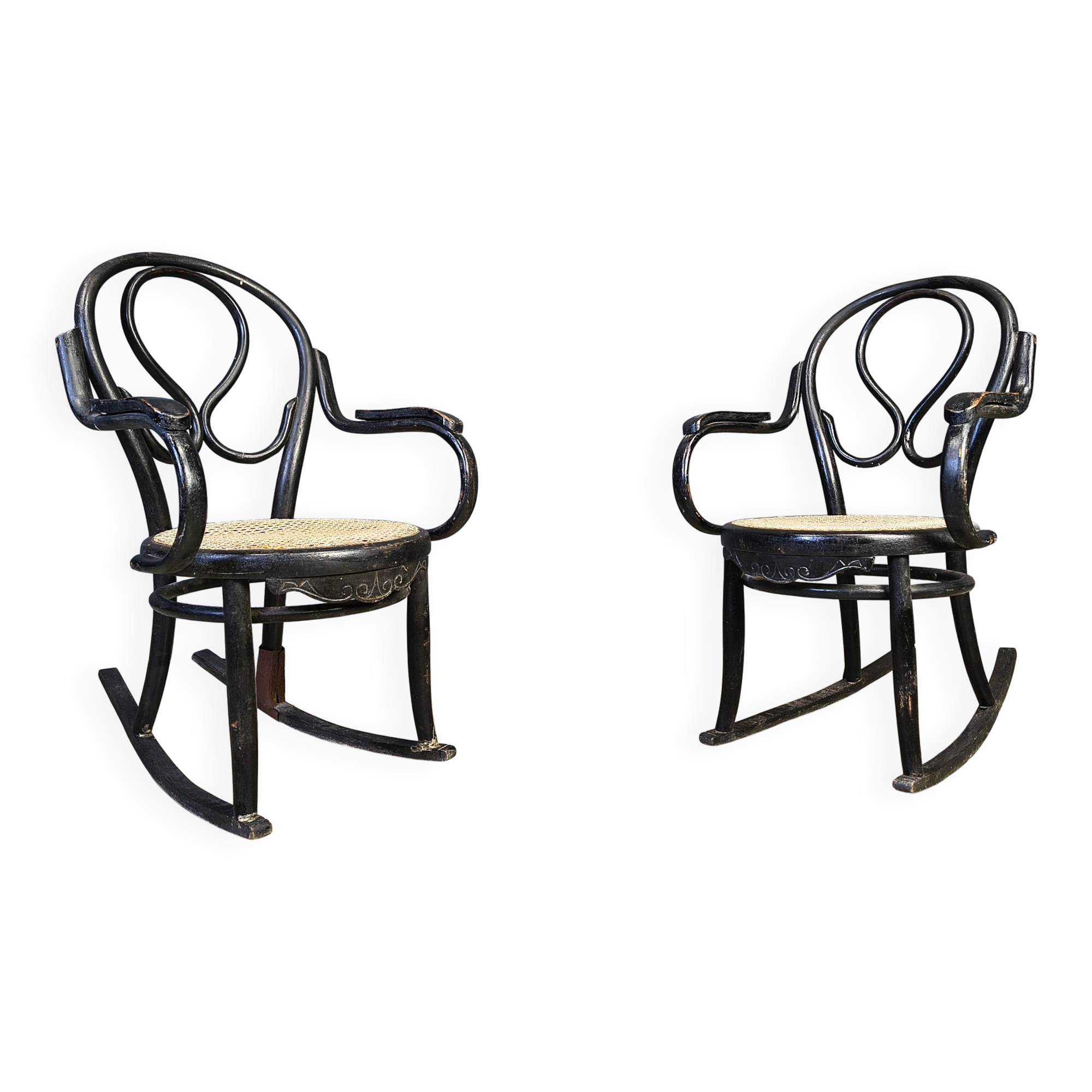 Pair of Art Nouveau rocking chairs, 1910s