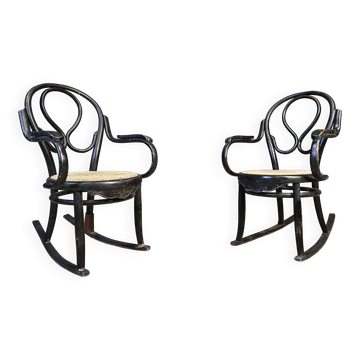 Pair of Art Nouveau rocking chairs, 1910s