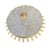 Vintage ceiling light with cut glass and gold metal.