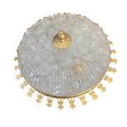 Plafonnier vintage verre taillé et métal doré