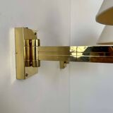 Pair of vintage adjustable wall lights, solid brass, Sweden 1970