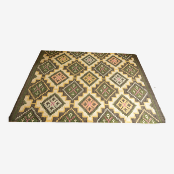 Green cotton carpet with graphic pattern Maisons du monde