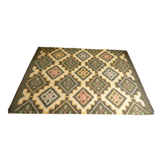 Green cotton carpet with graphic pattern Maisons du monde