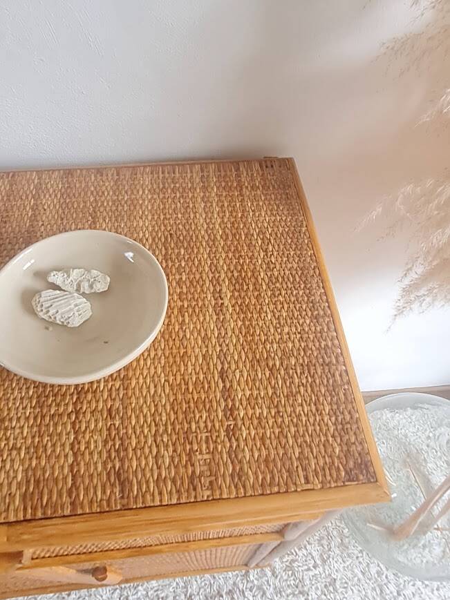 Vintage rattan sideboard from the 1970s.