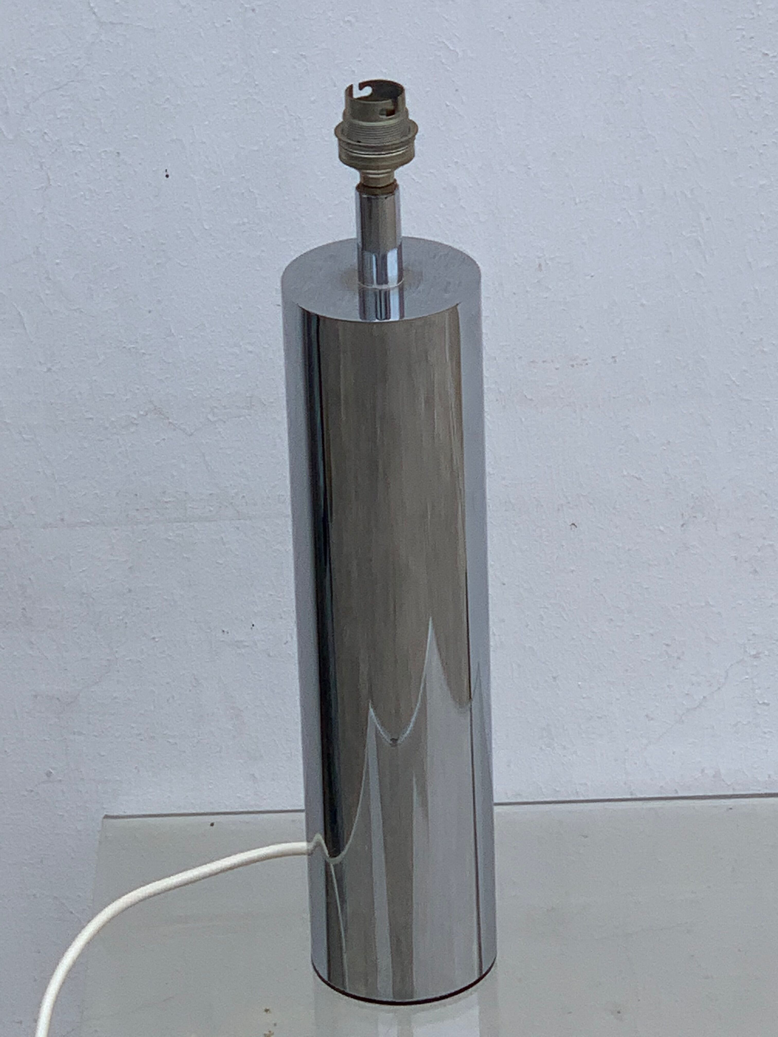 Italian lamp foot Ticino stainless steel cylinder 1970