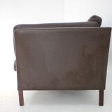 Canapé 3 places en cuir brun danois des années 1970