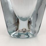 Strombergshyttan, sweden - crystal vase, triangular shape, signed and numbered - 1950s