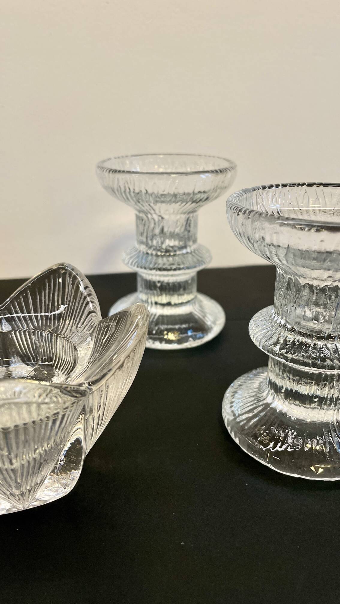 Bougeoirs cristal façon littala vintage