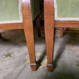 Pair of English armchairs green velvet