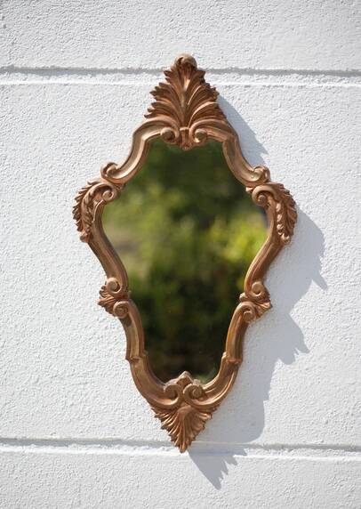 Rococo mirror, wall mirror, vintage mirror, repoussé copper mirror