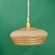 Suspension vintage lampshade in frosted yellow and gold glass