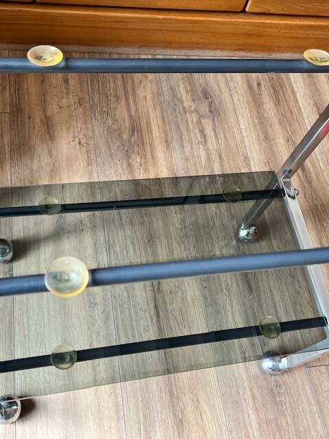 Chrome and glass serving trolley