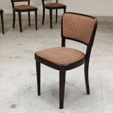 Lot de 4 chaises Thonet art déco 1930, tissu et noyer