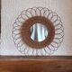 Miroir fleur soleil vintage en osier rotin verre biseauté
