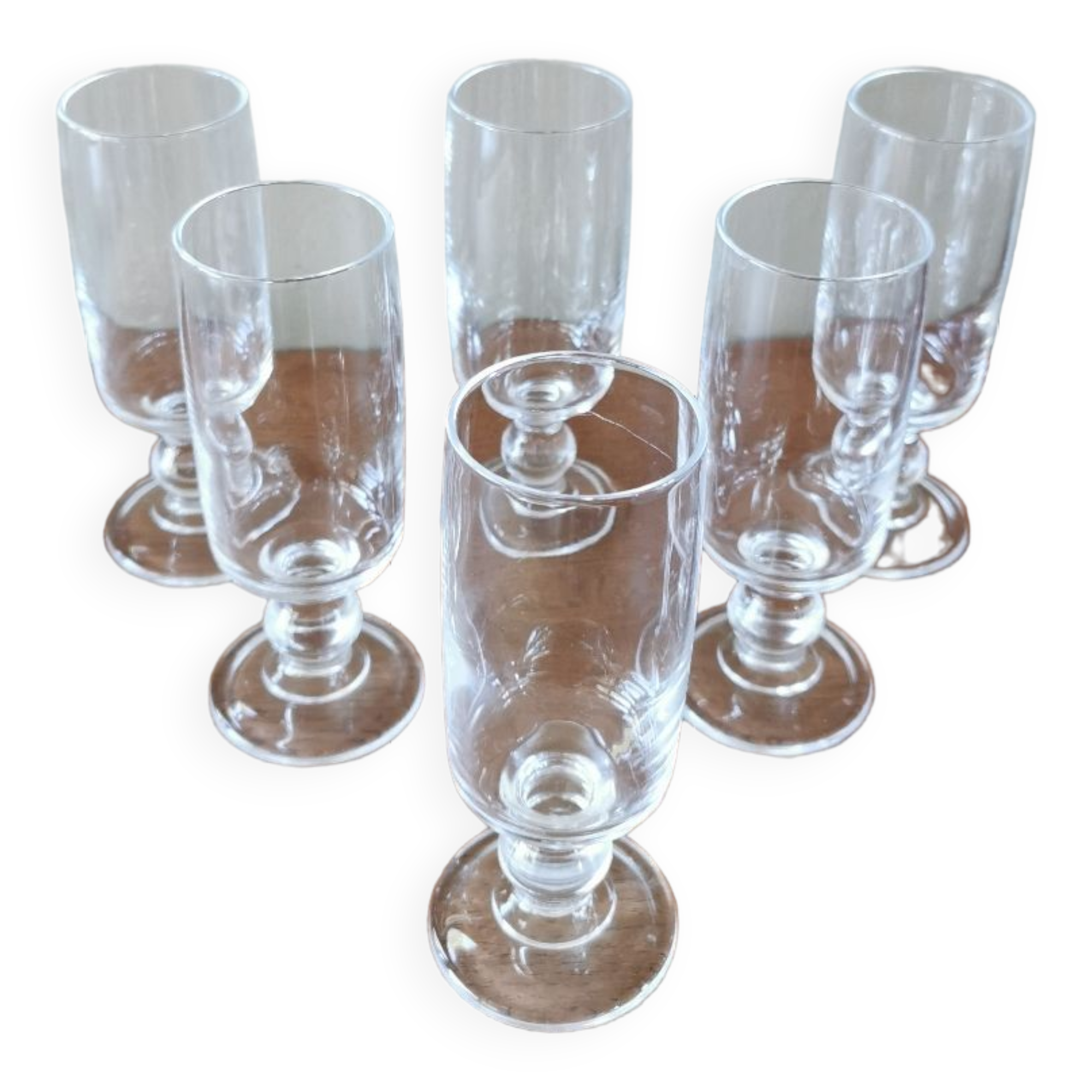 6 vintage crystal Champagne flutes