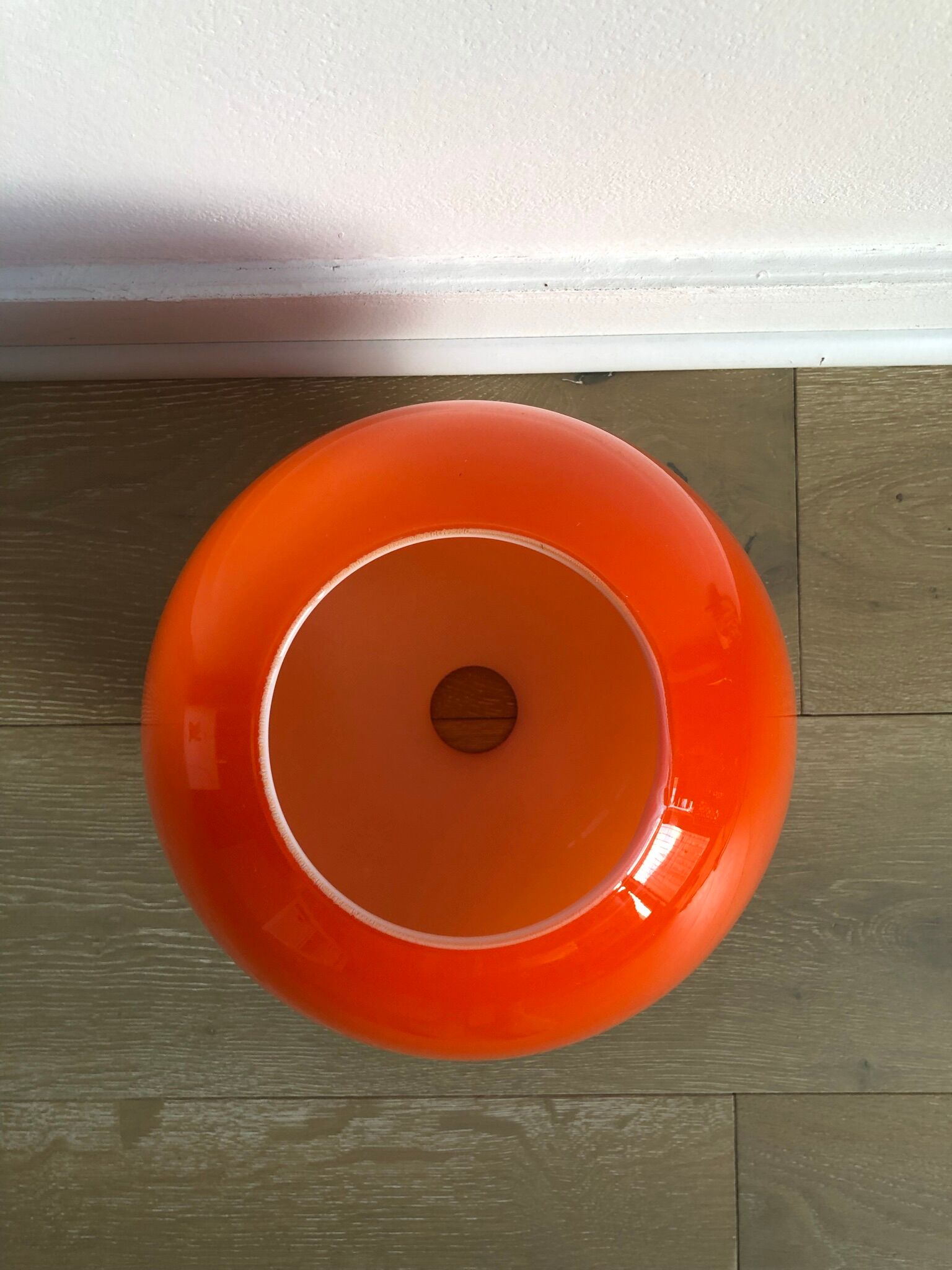 Seventies orange opal globe pendant lamp