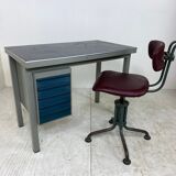 Bureau industriel en métal et linoléum de Gispen 1950s