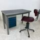 Bureau industriel en métal et linoléum de Gispen 1950s