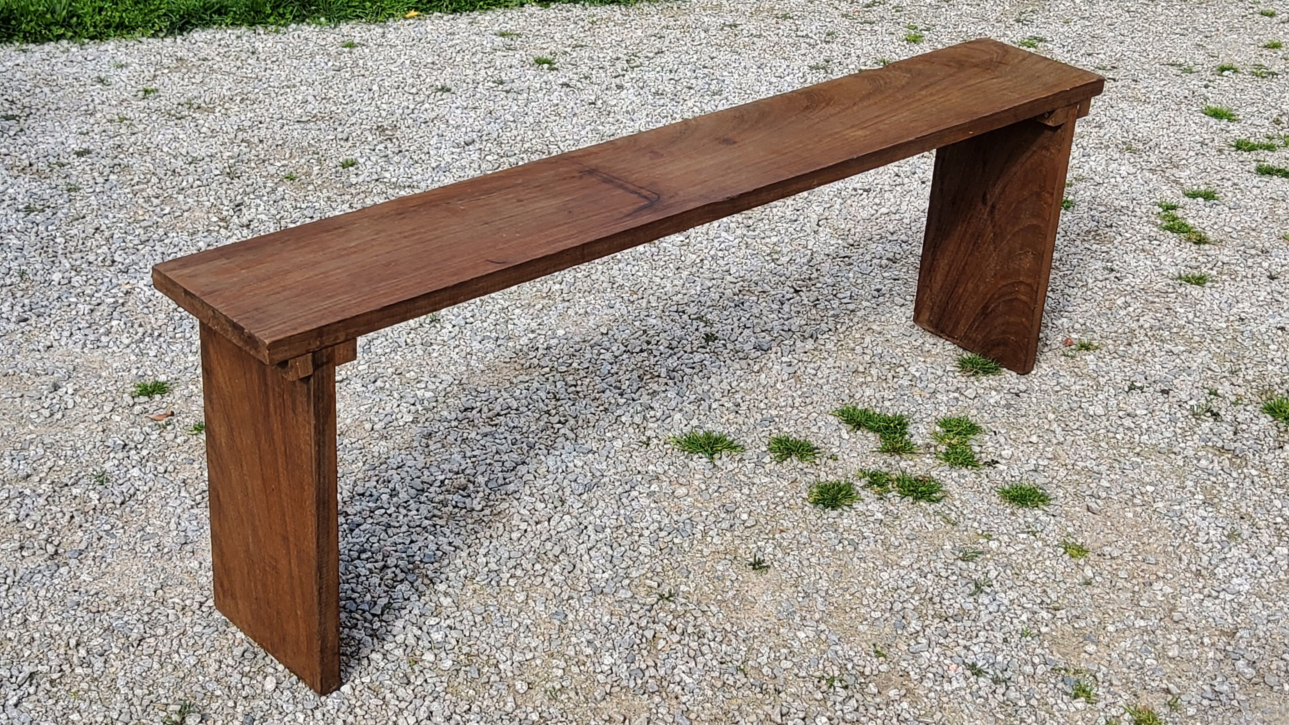 Brutalist bench of the 30s in solid mahogany