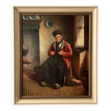 Peinture à l'huile hollandaise vintage « Vieil homme »