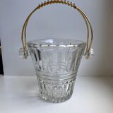 Glass and gold metal ice bucket 60s-70s