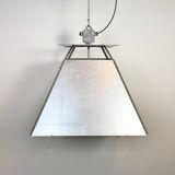 Large Silver Industrial Factory Pebdant Lamp, 1970s