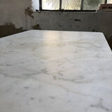Oak and marble farm table