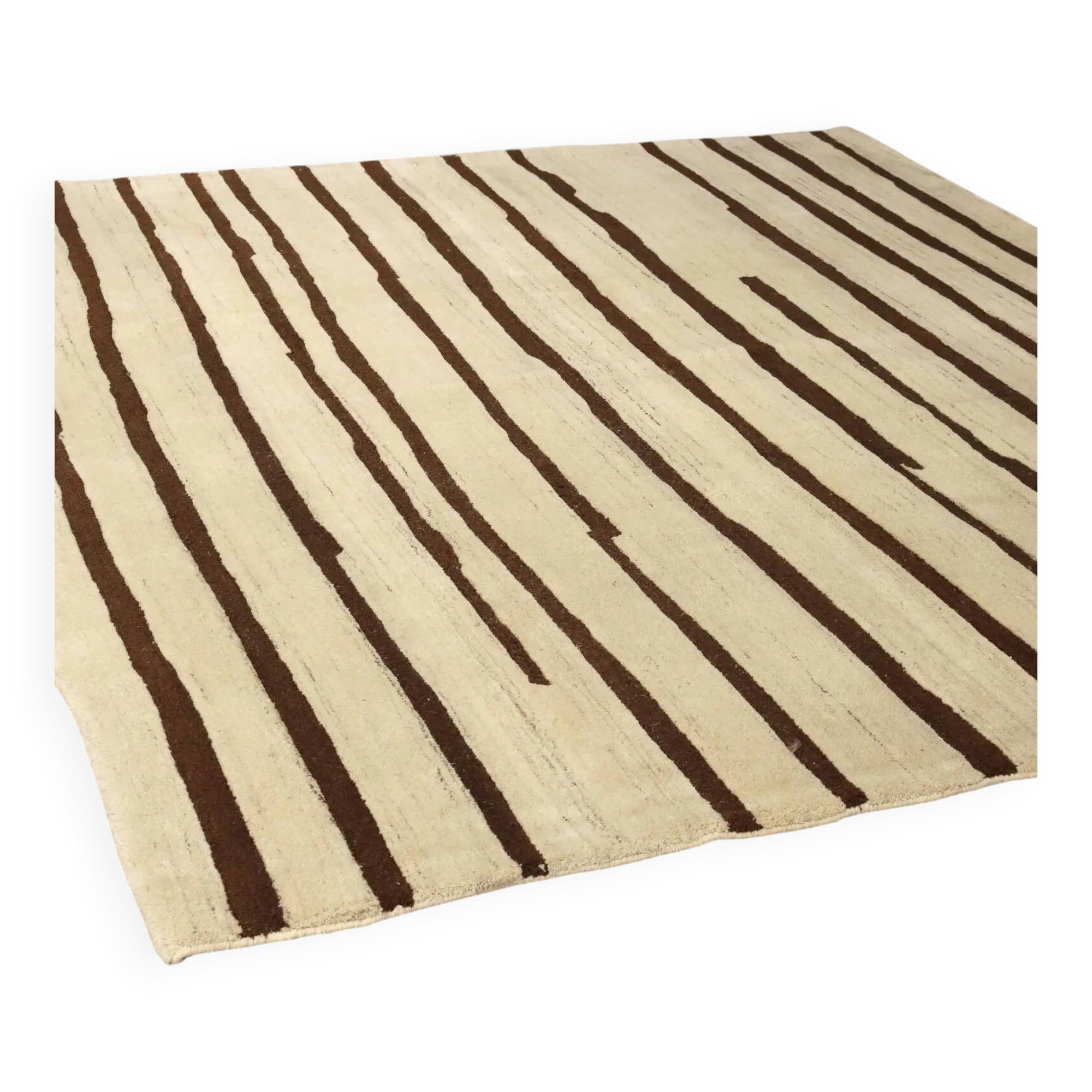 Handmade Asian wool rug with large knots 108 x 100 in