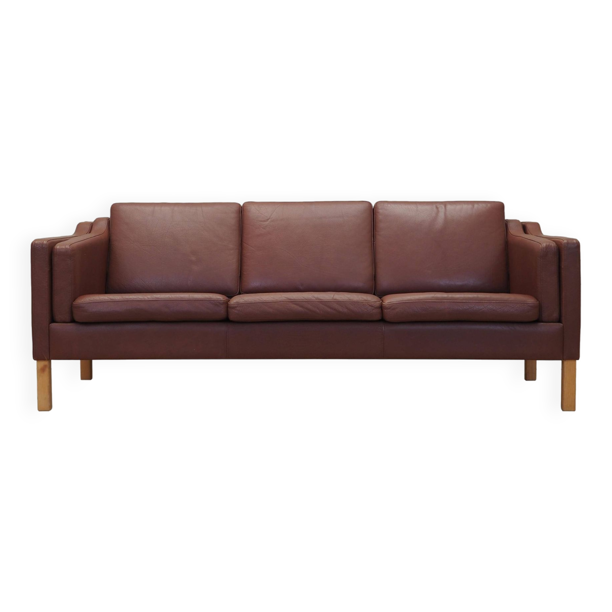 Brown leather sofa, Danish design, 1970s, production: Denmark