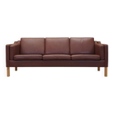 Brown leather sofa, Danish design, 1970s, production: Denmark