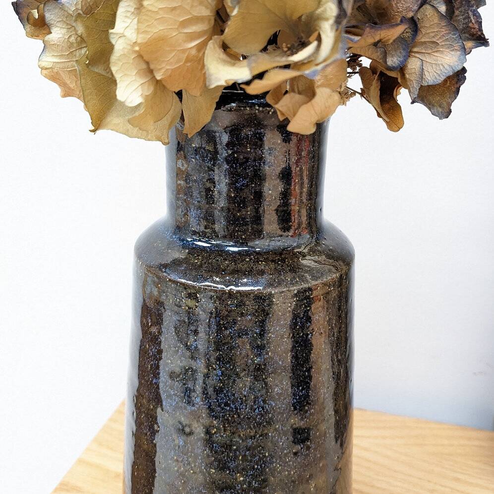Vintage midnight blue ceramic vase