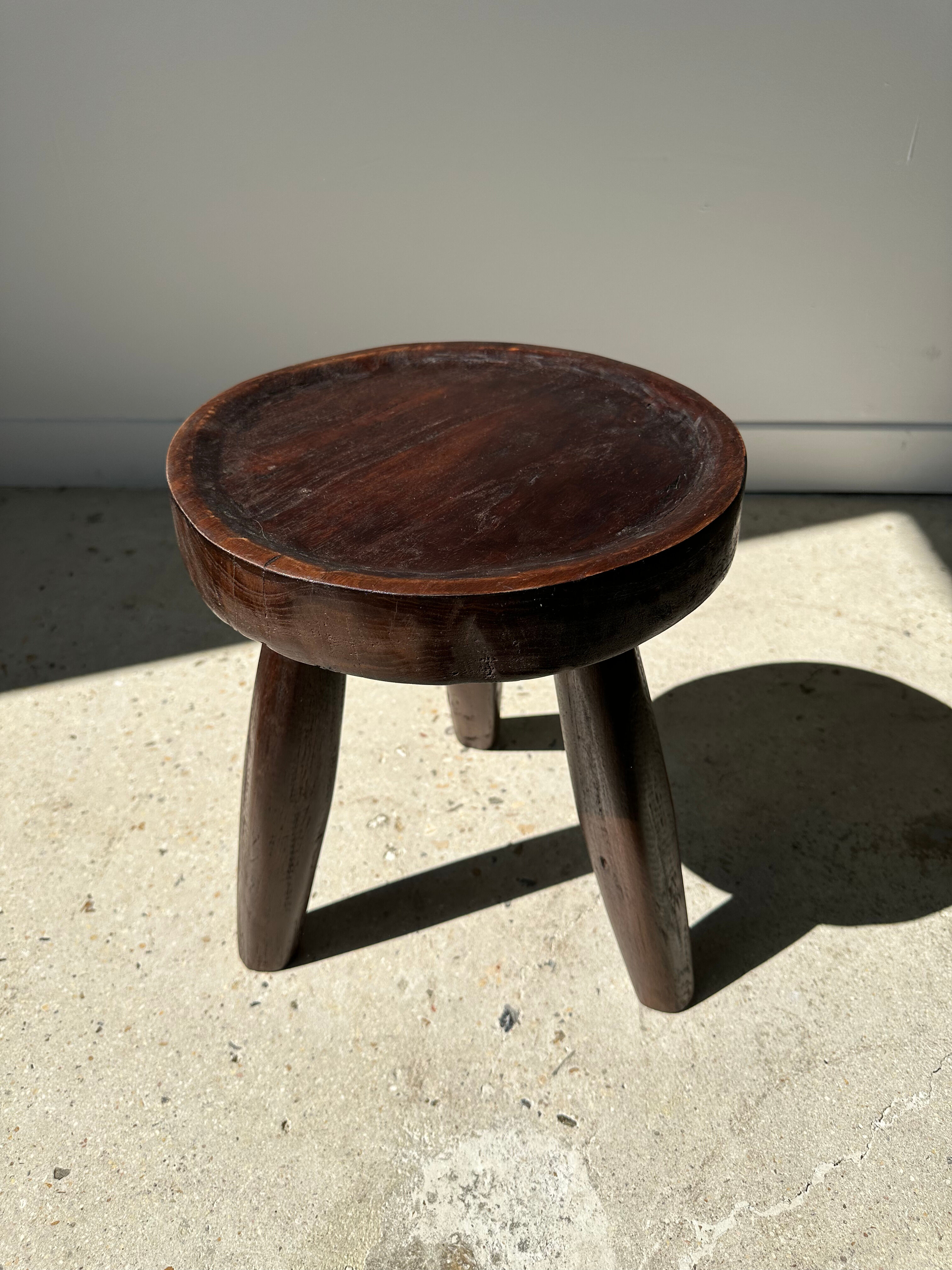 Brown solid wood stool hollow circular seat h:35cm d:30cm