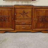 Large sideboard in walnut, black marble