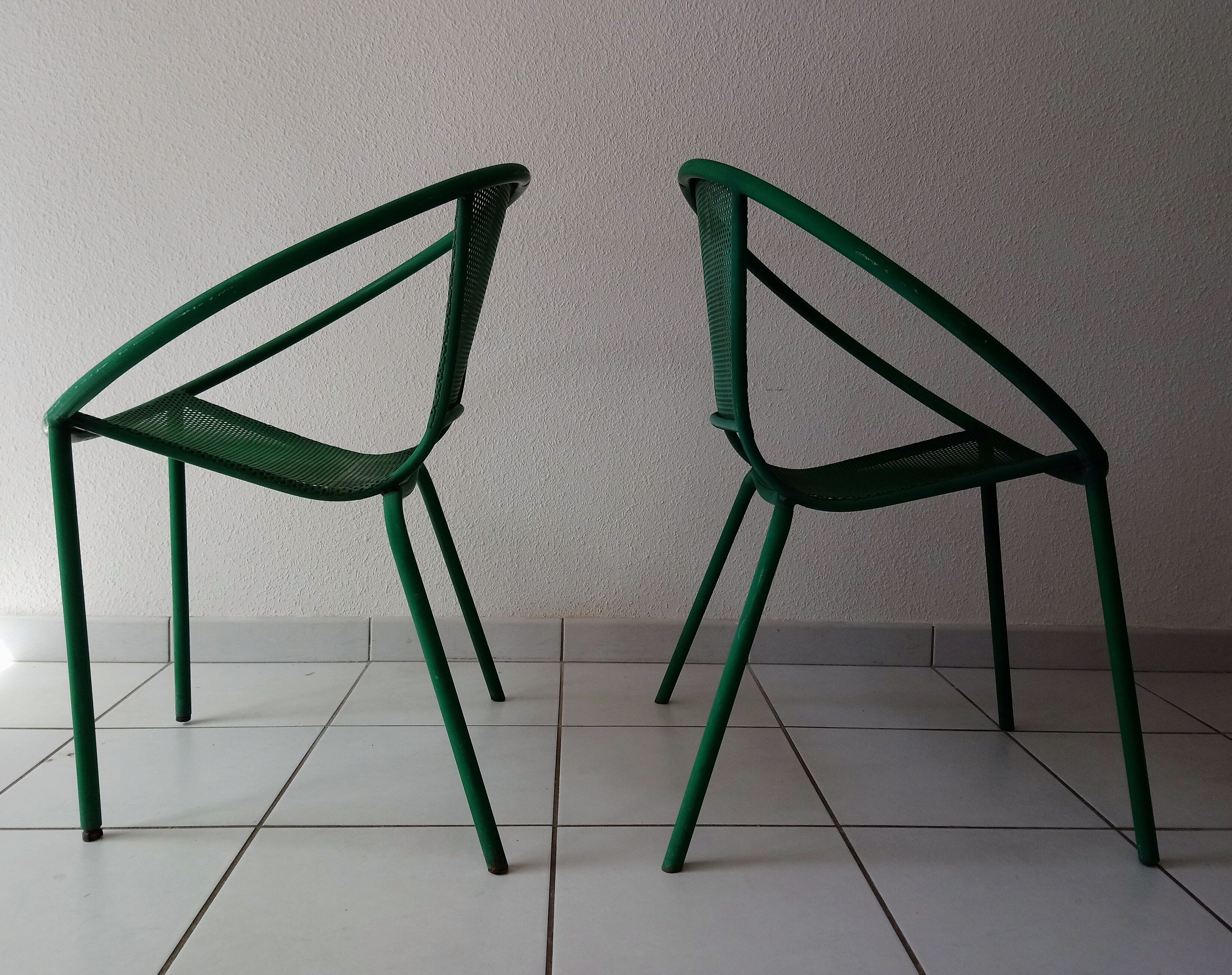 Pair of chairs half moon garden 80s Italian design