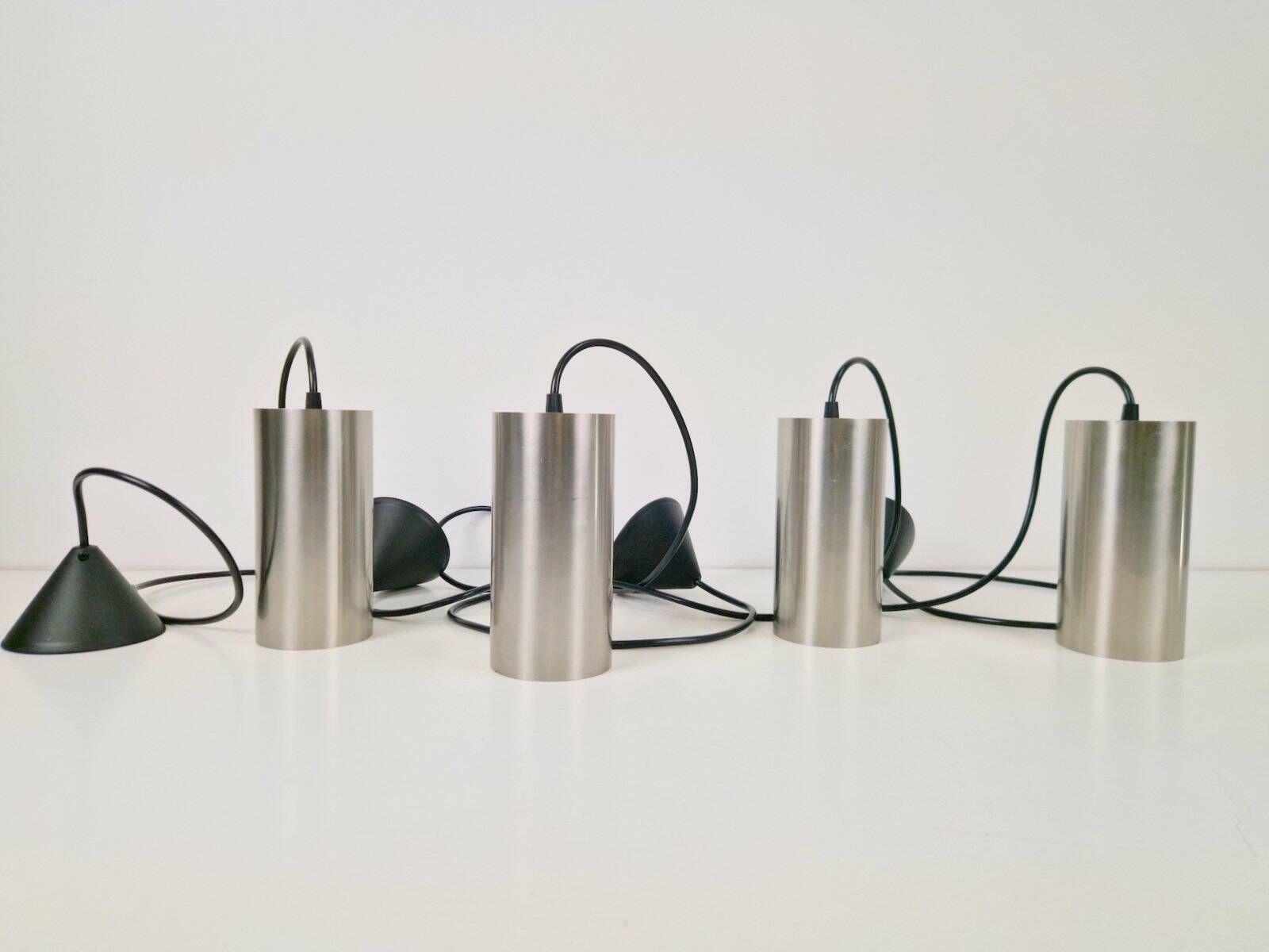 Vintage Cylindrical Pendant Lamps from Raak Holland, 1970s, Set of 4