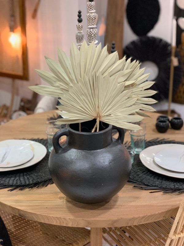 Black terracotta pottery vase