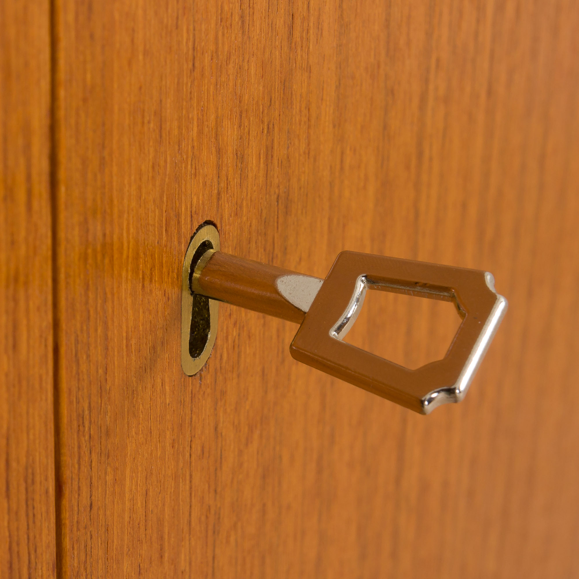 Free standing teak wall unit with a desk and 2 cabinets, Denmark, 1970s